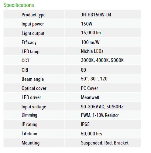 UFO-LED-High-Bay-JH-HB150W-specs