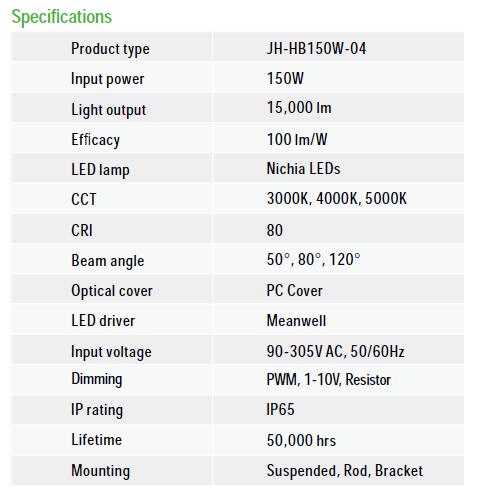 UFO-LED-High-Bay-JH-HB150W-specs