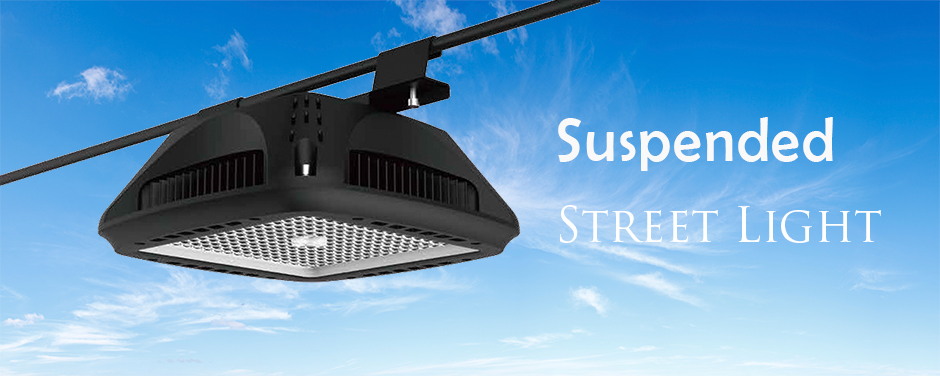 Poleless suspended LED street lighting