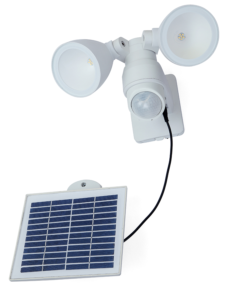 Twin Head LED Solar Security Lights With Motion Sensor for Garages