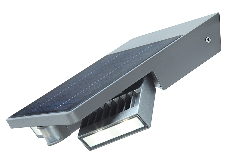 Lutec Tilly Twin Spot Led Solar Outdoor Wall Light With Motion Sensor