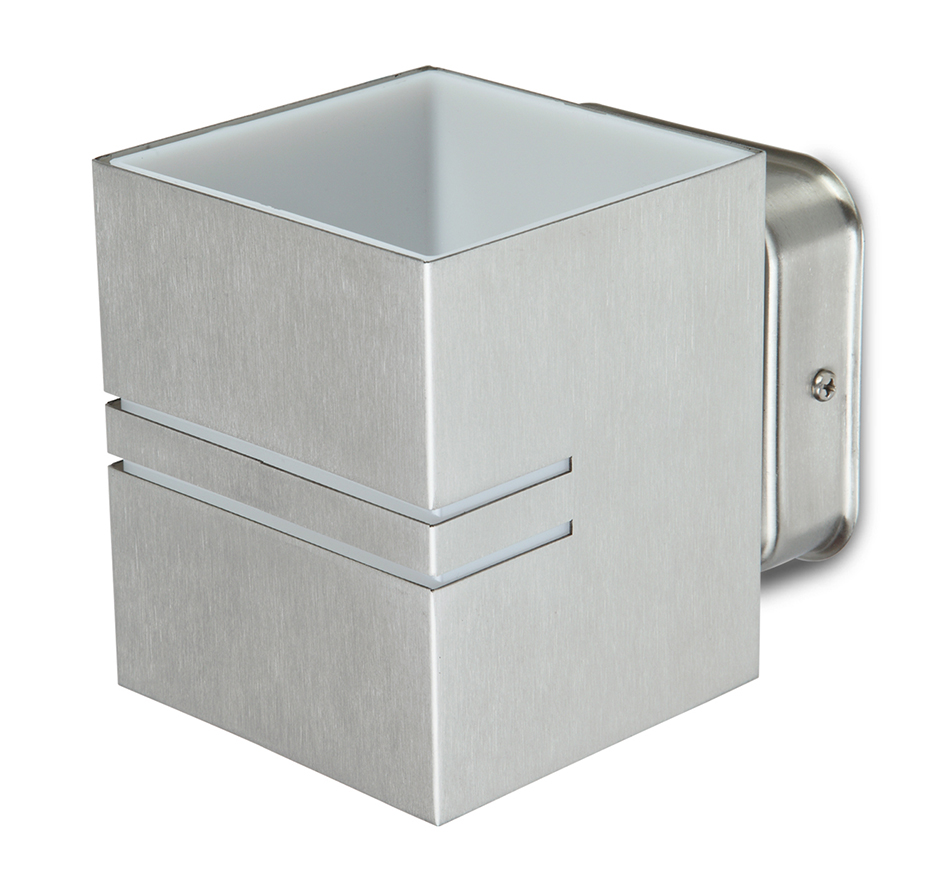 Lutec Tube Square Exterior LED Up & Down Wall Light in Stainless Steel