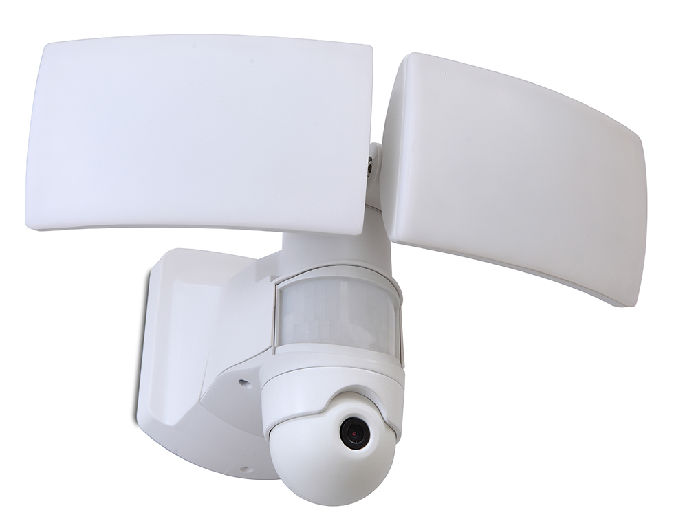 maximus white smart motion activated outdoor integrated led camera floodlight