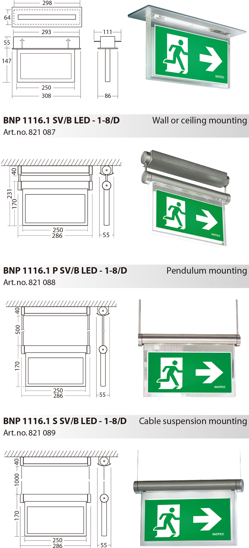 Edge-lit LED Emergency Exit Sign