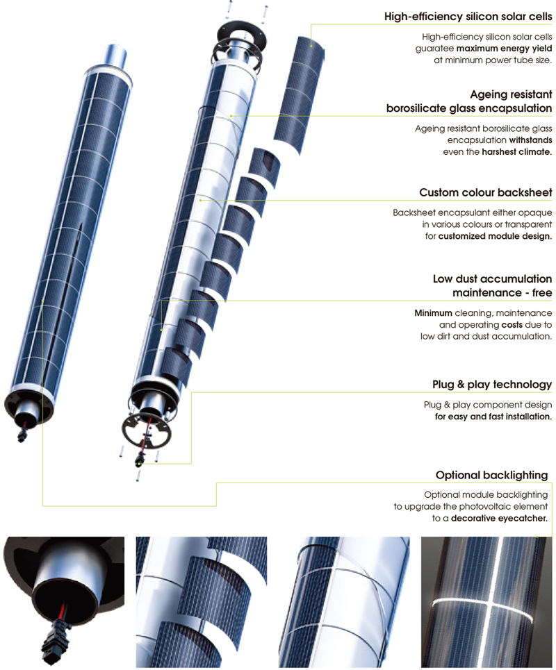 Cylindrical solar panel