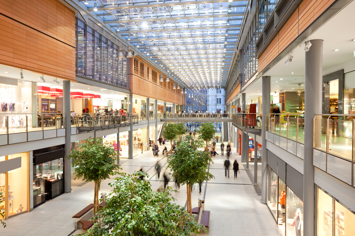 Big-box stores and shopping malls
